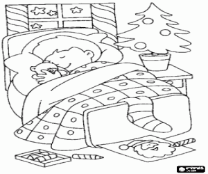 desenho de Menino sonhando com ilus�o na noite de Natal para colorir