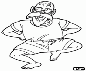 desenho de Mestre Kame, Tartaruga Genial, Muten Roshi ou Kame Sennin, o velho mestre das artes marciais que treina Goku e Krillin para colorir