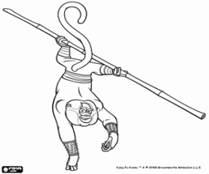 desenho de Mestre Macaco, um dos Cinco Furiosos treinados pelo Mestre Shifu no Vale da Paz para colorir