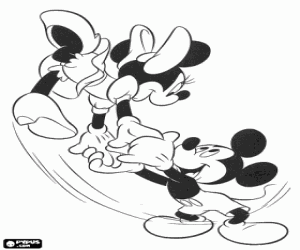 desenho de Mickey e Minnie dan�ando para colorir