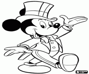 desenho de Mickey Mouse muito elegante na celebra��o do Ano Novo para colorir