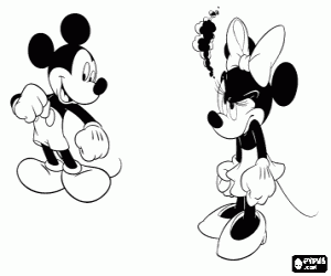 desenho de Minnie muito irritada com Mickey Mouse para colorir
