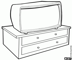 desenho de M�vel baixo com gavetas ou peito de gavetas para a televis�o para colorir