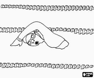 desenho de Nadador praticando o estilo crawl na pista de uma piscina de competi��o para colorir