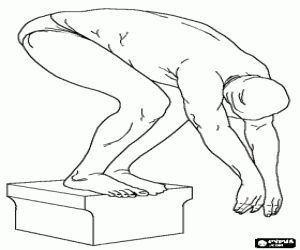 desenho de Nadador pronto para saltar para a piscina de uma concorr�ncia para colorir