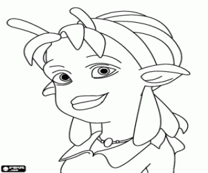 desenho de Neera, amigo Lem, a menina t�pica, esperta, bonita pele verde com algumas antenas atraente na testa para colorir