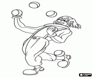 desenho de Palha�o malabarista jogando com bolas para colorir