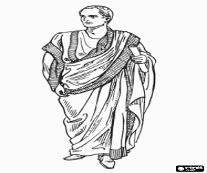 desenho de Patr�cia romana com sua toga para colorir