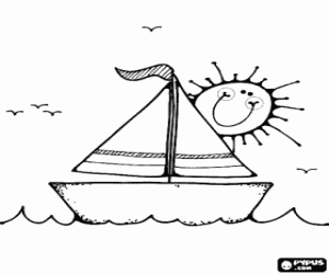 desenho de Pequeno barco � vela para colorir