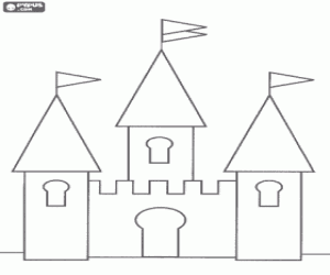 desenho de Pequeno castelo com tr�s torres para colorir