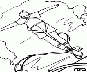 desenho de Pessoa saltando para o vazio com um el�stico em volta dos tornozelos, praticando o bungee jumping para colorir