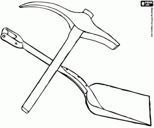 desenho de Picareta e p� para colorir