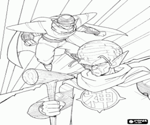 desenho de Piccolo e seu pai Piccolo Daimaoh ou Cora��ozinho de Sat�, que � a parte do mal de um namekiano chego � terra para colorir