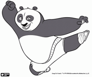 desenho de Po, o panda gigante f� de Kung Fu, na forma��o para se tornar um mestre guerreiro  para colorir