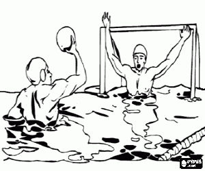 desenho de P�lo Aqu�tico - Jogador preparado para terminar na frente do goleiro ou guarda-redes para colorir