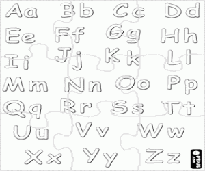 desenho de Puzzle de Alfabeto com letras mai�sculas e min�sculas para colorir
