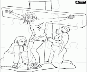 desenho de Puzzle de B�blia - Novo Testamento - Cristo crucificado para colorir