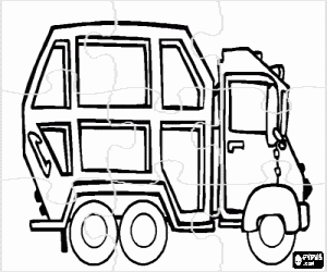 desenho de Puzzle de caminh�o de lixo para colorir