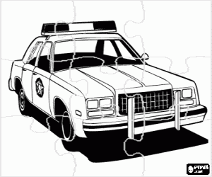 desenho de Puzzle de carro de pol�cia para colorir