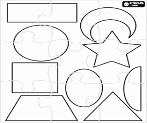 desenho de Puzzle de conjunto de v�rias formas para colorir