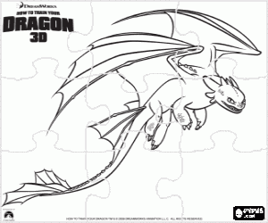 desenho de Puzzle de Furie Nocturne sont petits dragons qui peut voler plus haut, plus vite et plus loin que toute autre dragon para colorir