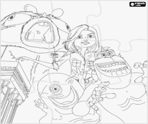 desenho de Puzzle de Ginormica, Dr. Barata, Bob, o Elo Perdido e Insectosaurus para colorir