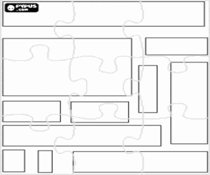 desenho de Puzzle de Ret�ngulos de diferentes tamanhos e propor��es para colorir