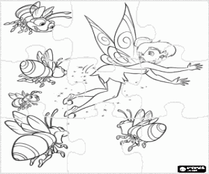 desenho de Puzzle de Sisinho voando surpresa ao ver um grupo de vaga-lumes para colorir