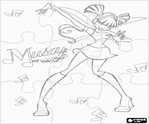 desenho de Puzzle de Winx Club, Musa, Fada da m�sica e do som para colorir