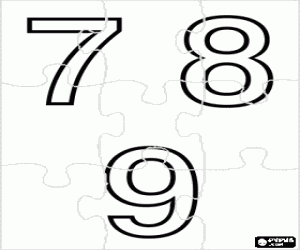 desenho de Puzzles de D�gitos 7, 8 e 9 para colorir