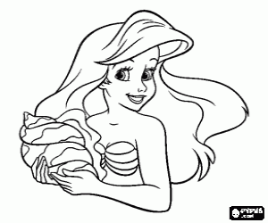 desenho de Retrato de Ariel, a Pequena Sereia para colorir