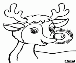 desenho de Rodolfo, a rena do nariz vermelho para colorir