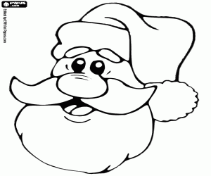 desenho de Rosto sorridente de Papai Noel com sua longa barba e seu chapéu para colorir