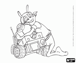 desenho de Skiff, o melhor amigo de Lem abra�ando Robot Rover para colorir
