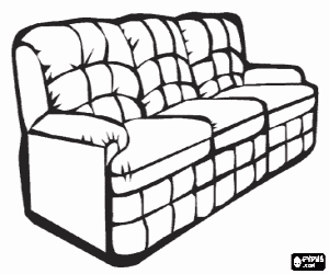 desenho de Sof� de couro, muito acolchoado, com tr�s pra�as para colorir