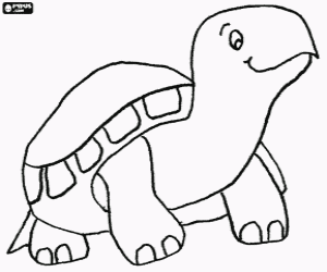 desenho de Tartaruga pequena sorrindo para colorir