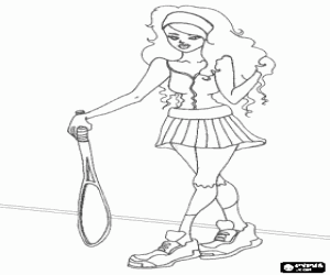 desenho de Tenista com a raquete na m�o para colorir