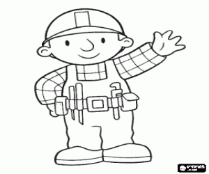 desenho de Trabalhador da constru��o equipado com um cinto de ferramentas para colorir