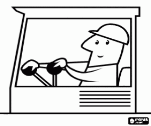 desenho de Trabalhador da constru��o na cabina da m�quina para colorir
