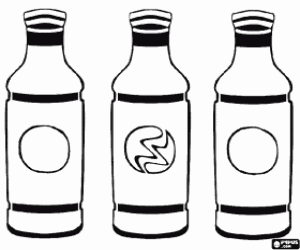 desenho de Tr�s garrafas de bebidas ou refrescos para colorir