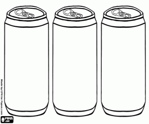 desenho de Tr�s latas de bebidas como cerveja ou refrescos com g�s para colorir