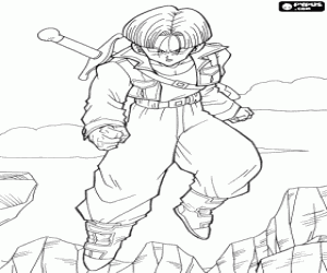 desenho de Trunks, meia Saiyan humanos e meio, filho de Vegeta e Bulma para colorir