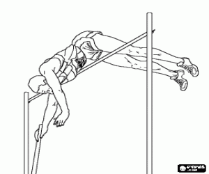 desenho de Um atleta superando a barra no salto com vara para colorir