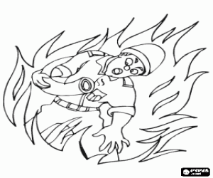 desenho de Um bombeiro combate as chamas do fogo para colorir