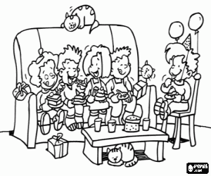 desenho de Um delicioso lanche na festa de anivers�rio para colorir