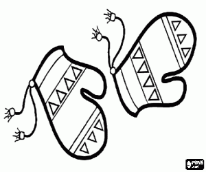 desenho de Um par de luvas de l� para se aquecer as m�os para colorir