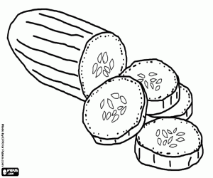 desenho de Um pepino fatiado para colorir