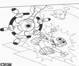 desenho de Wall-E e Auto no Axiom para colorir