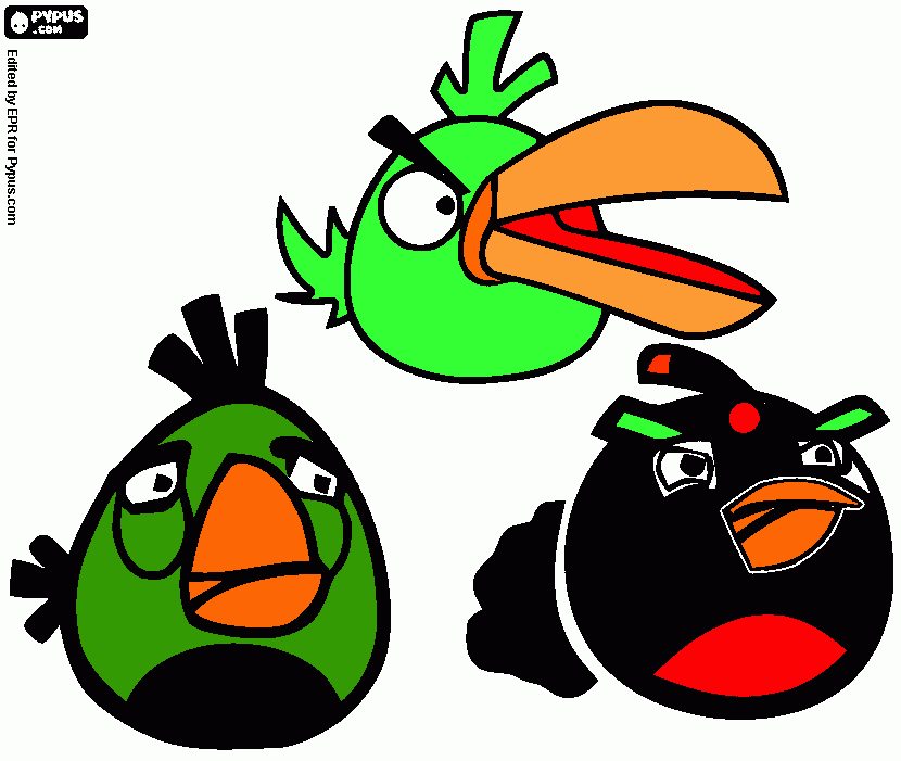 3 angry birds para colorir e imprimir