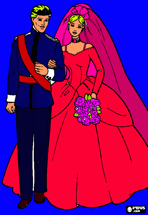 a   barbie  eo  princepi   ce  casando para colorir e imprimir